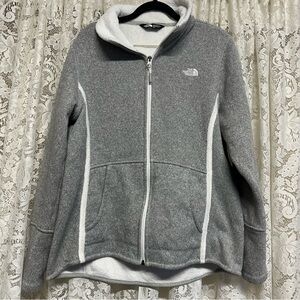 North Face Heathered Grey Full Zip Fleece Jacket